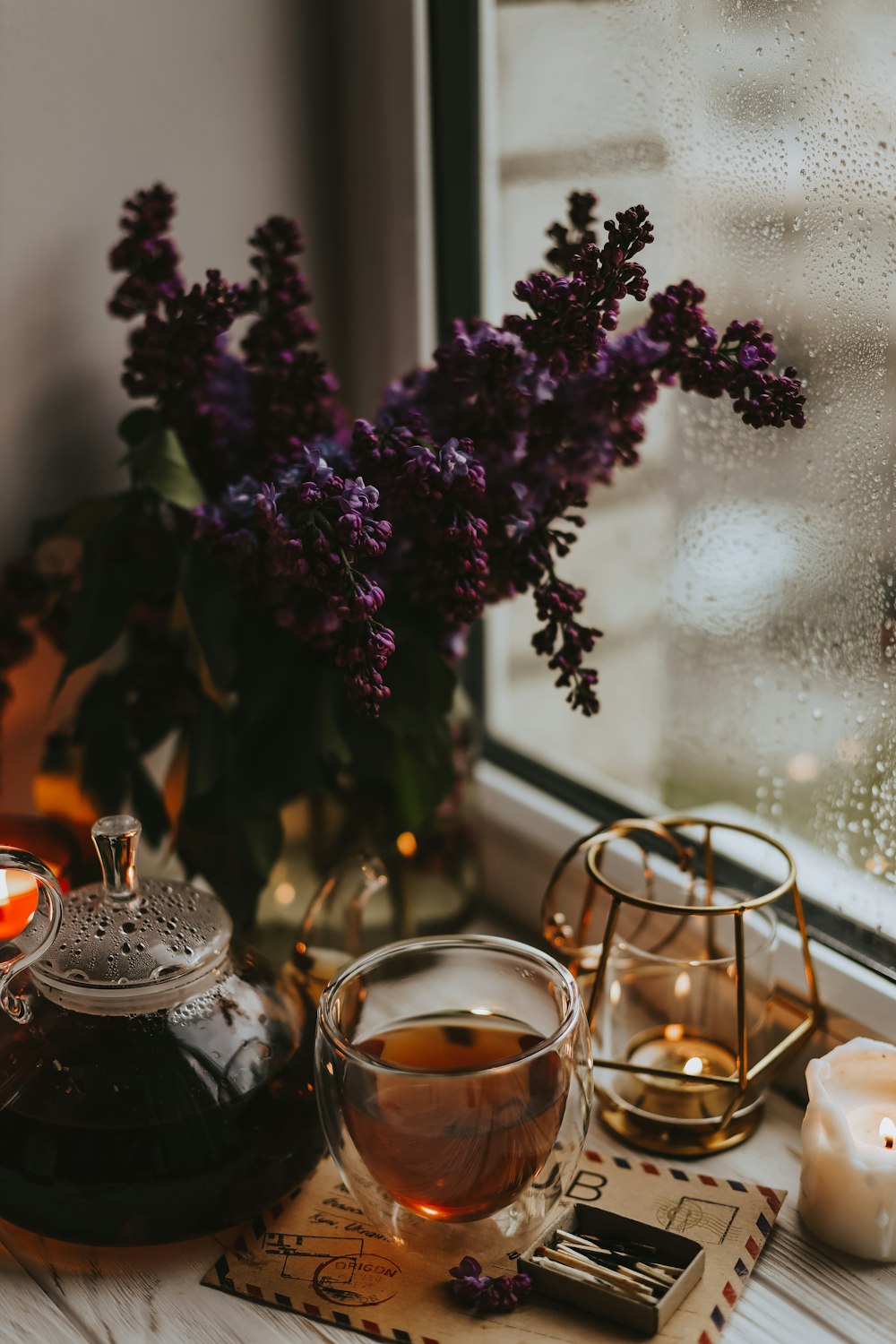 purple flowers in a vase