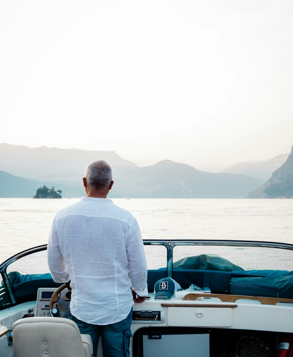 a man standing on a boat