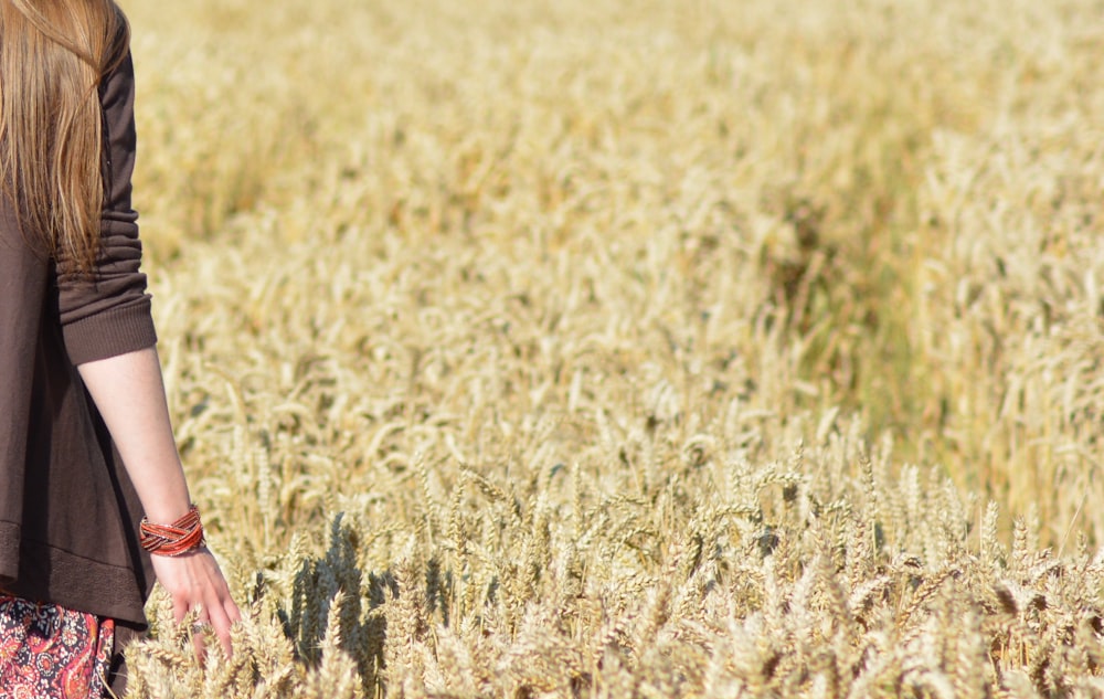 a person walking in a field