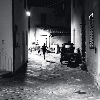 a person walking down a street