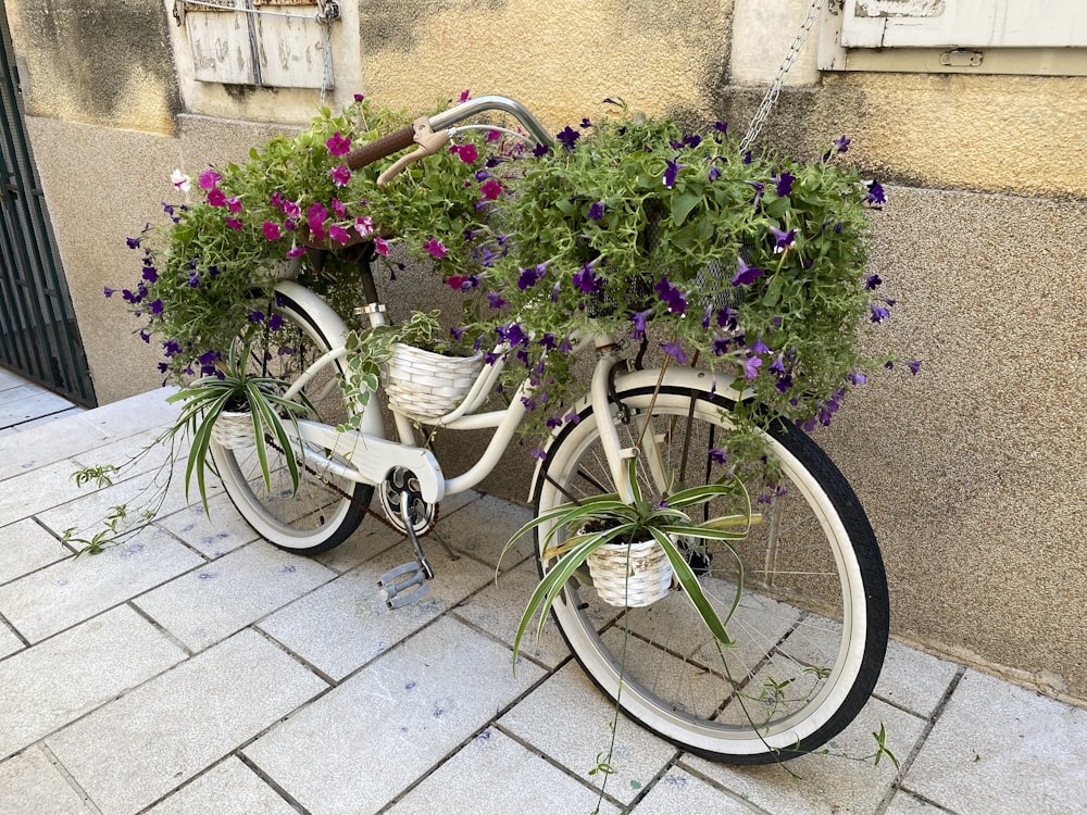a bicycle with flowers on it