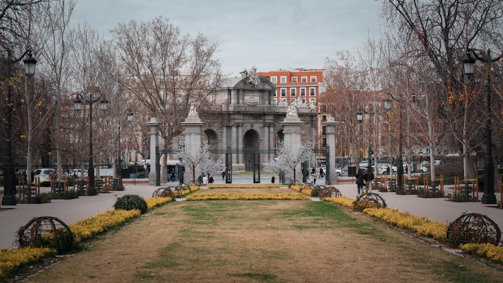 a fountain in front of a building