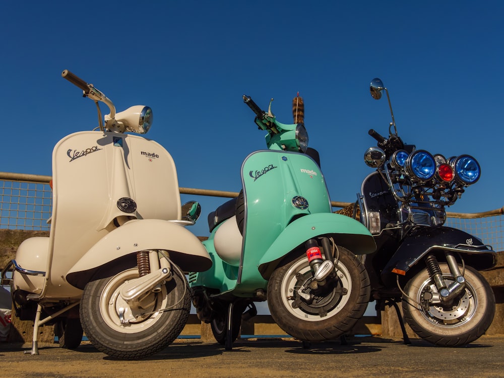 a couple of motorcycles parked next to each other