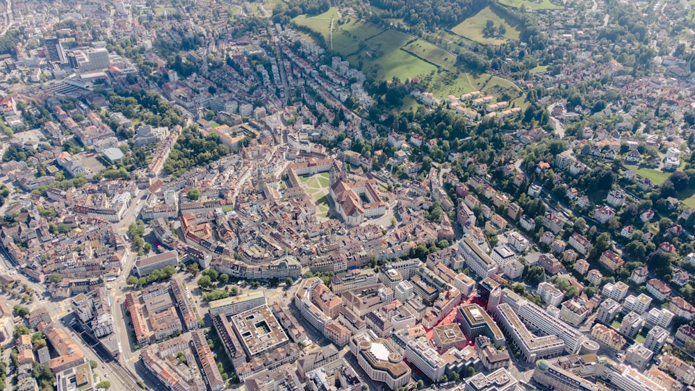 an aerial view of a city