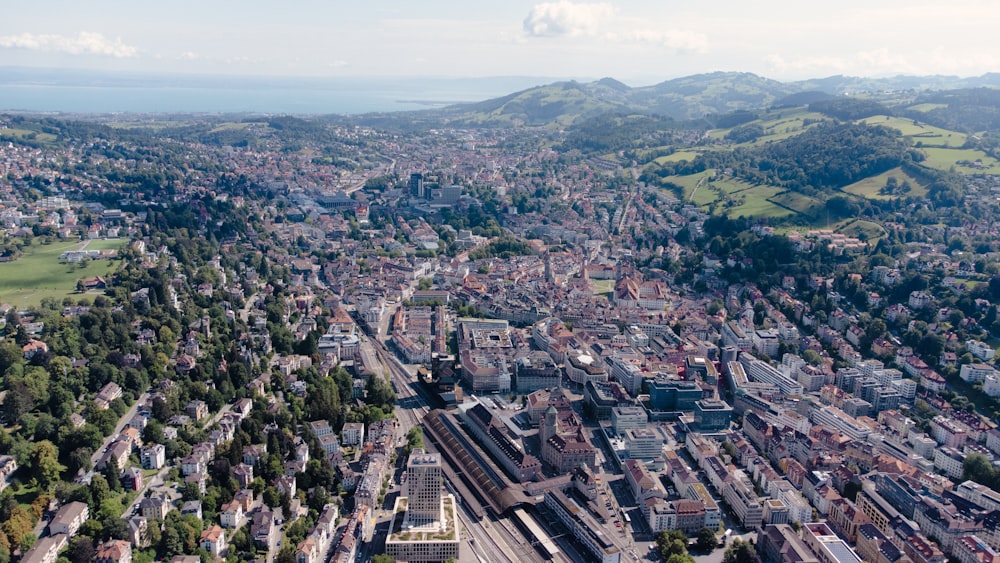 an aerial view of a city