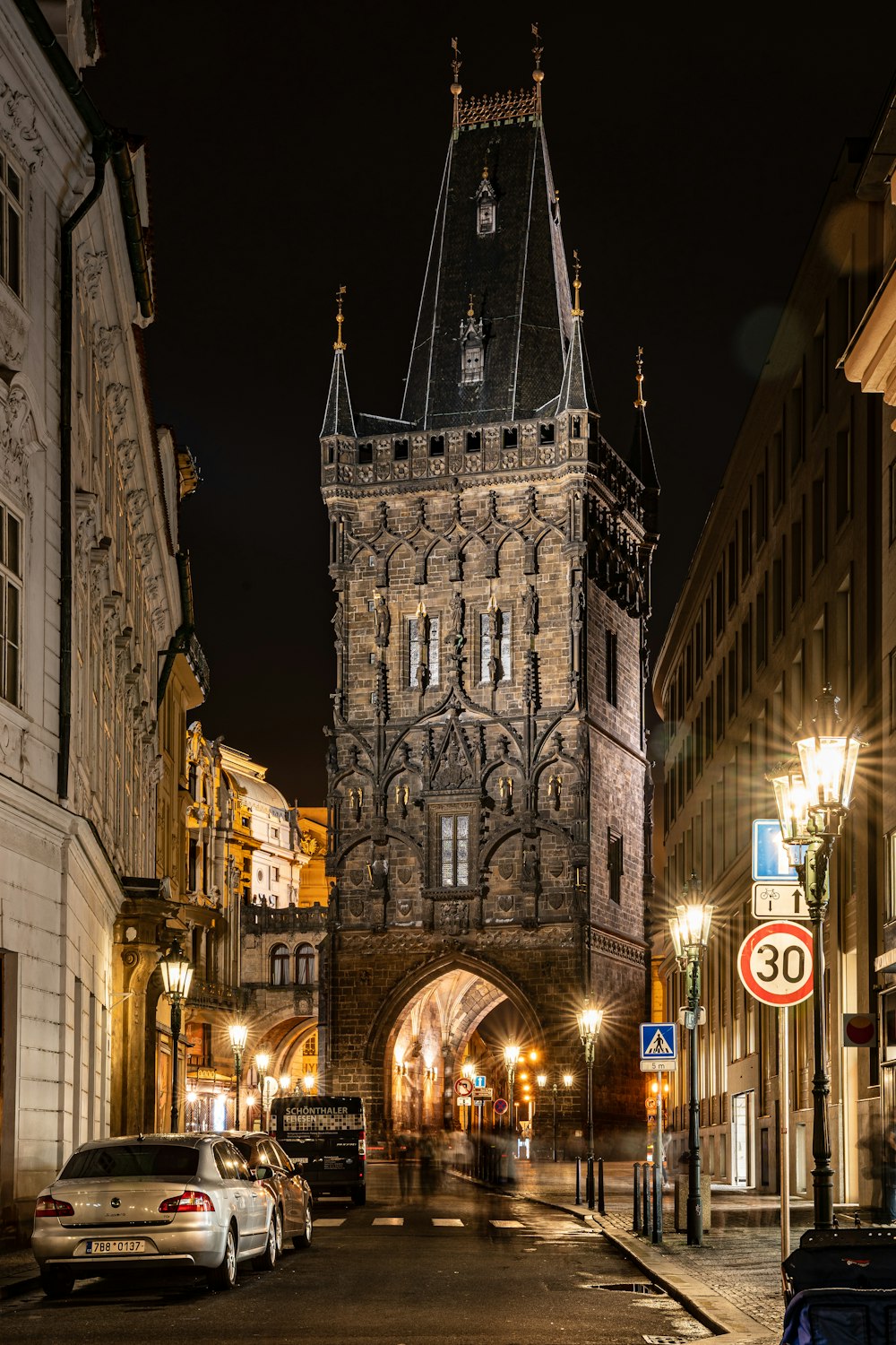 a large stone building with a tower