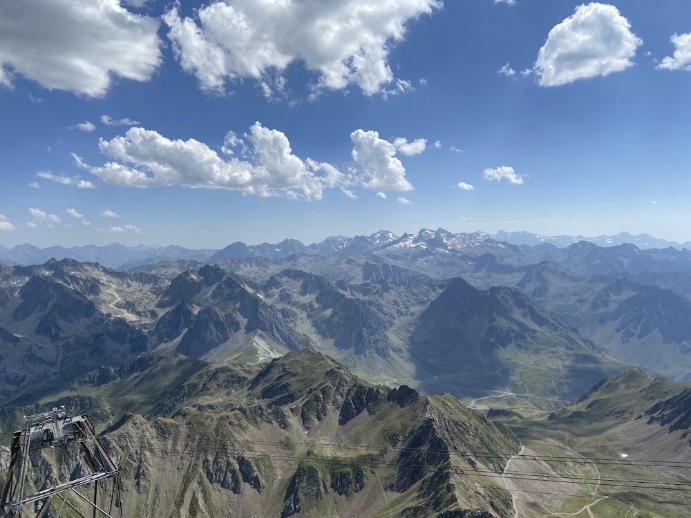 a landscape with mountains and clouds