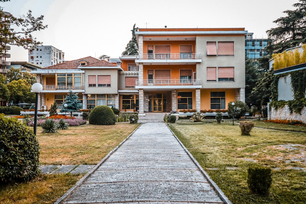 a walkway leading to a building