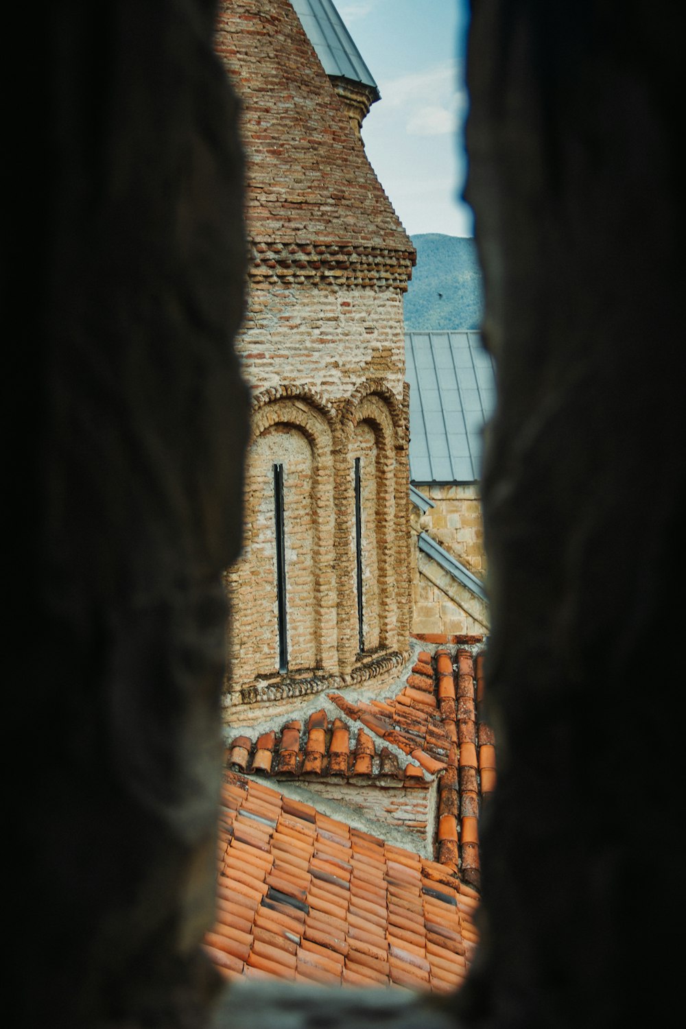 a brick building with a tower