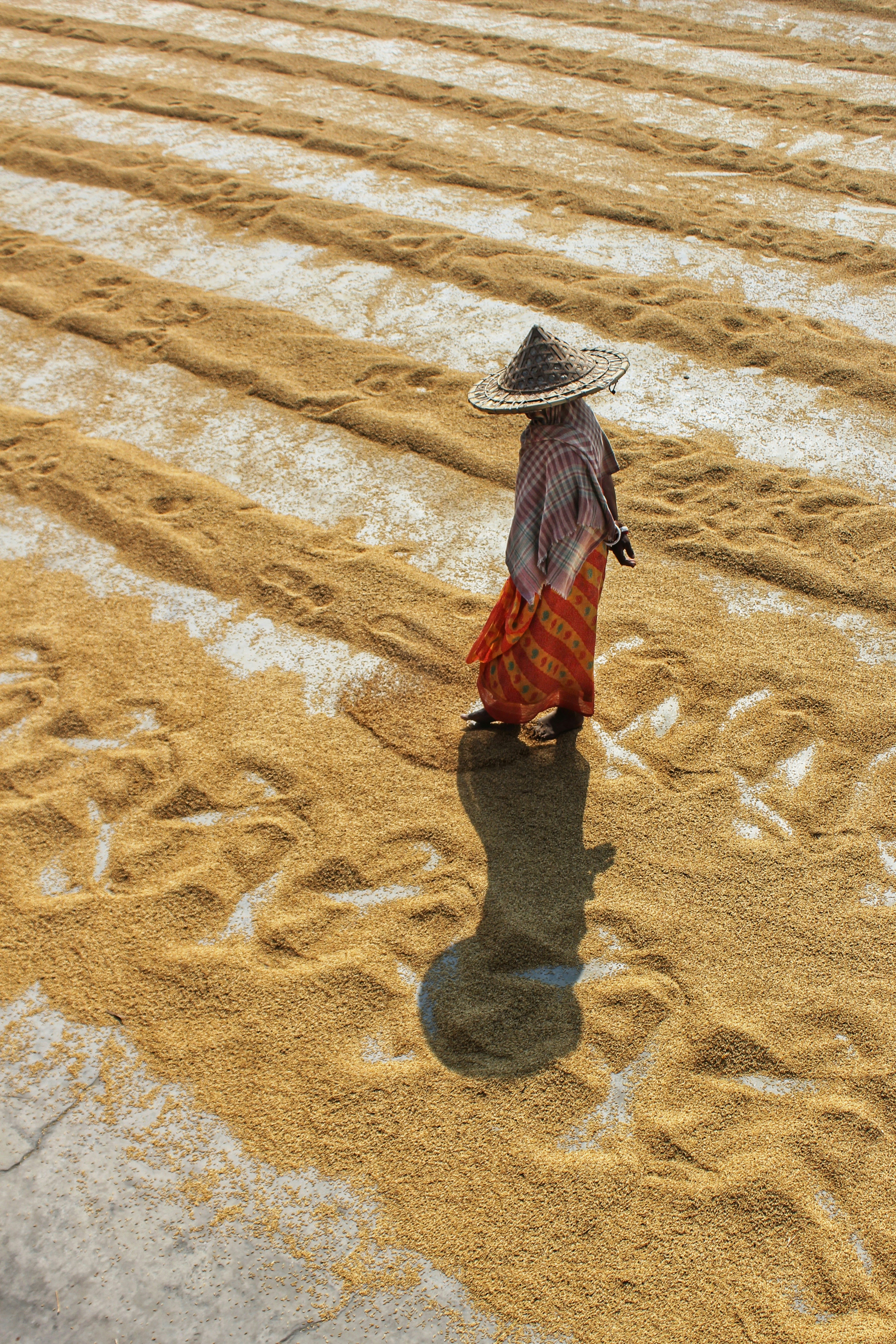 una persona caminando en un campo