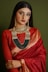a woman in a red dress