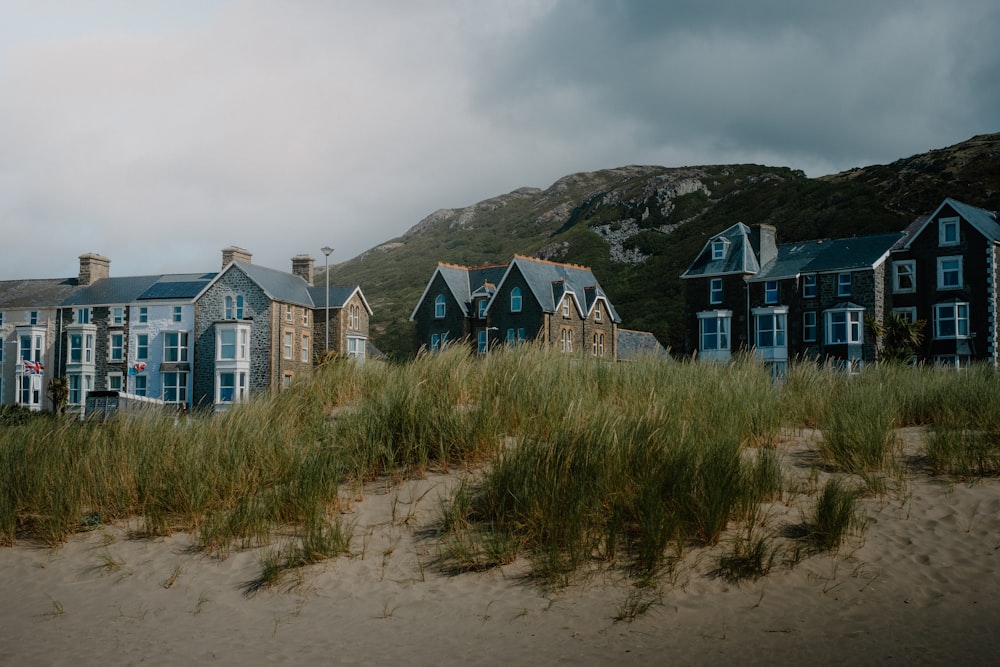 a row of houses on a hill