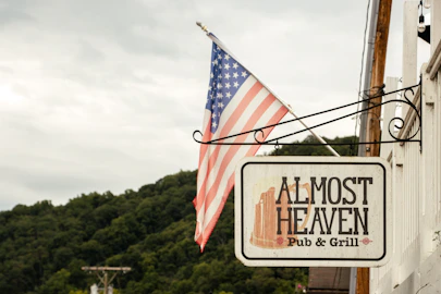 a sign with a flag on it