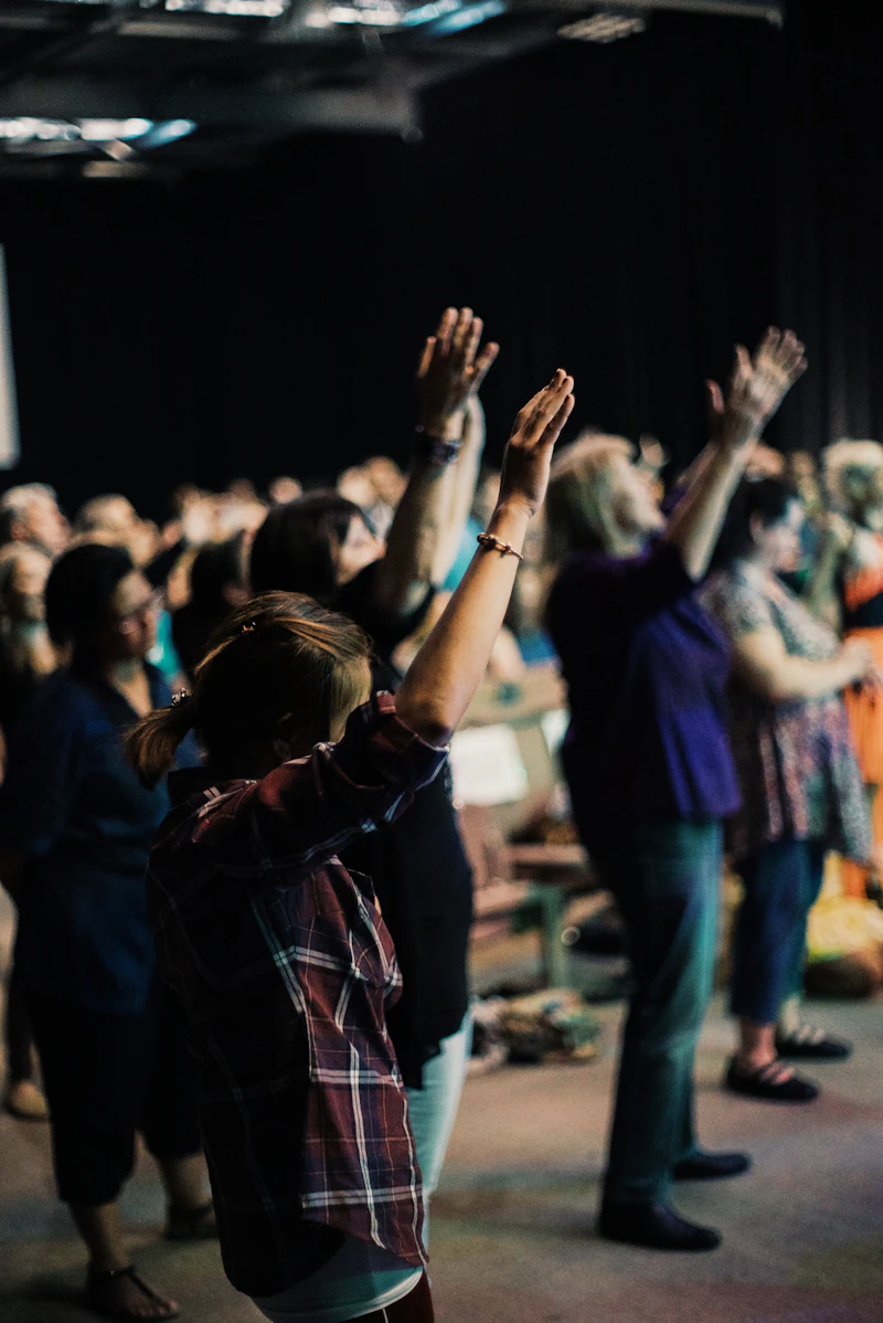 Students dancing during worship