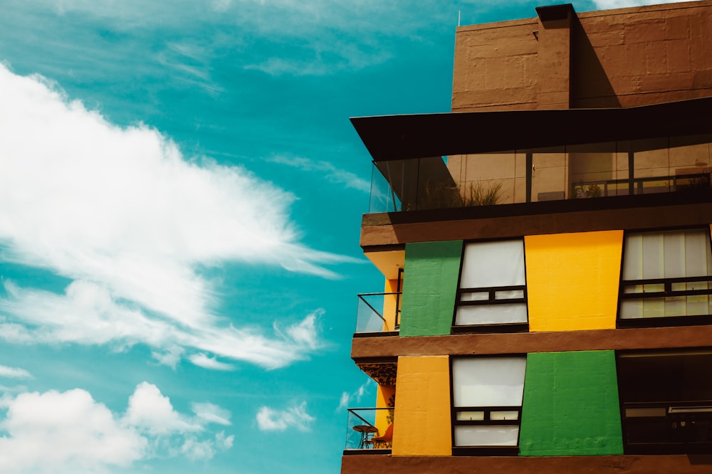 a building with a blue sky