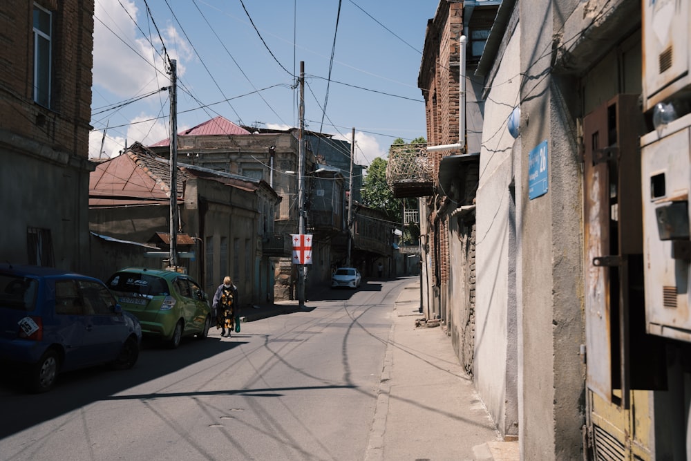 a person walking down a street