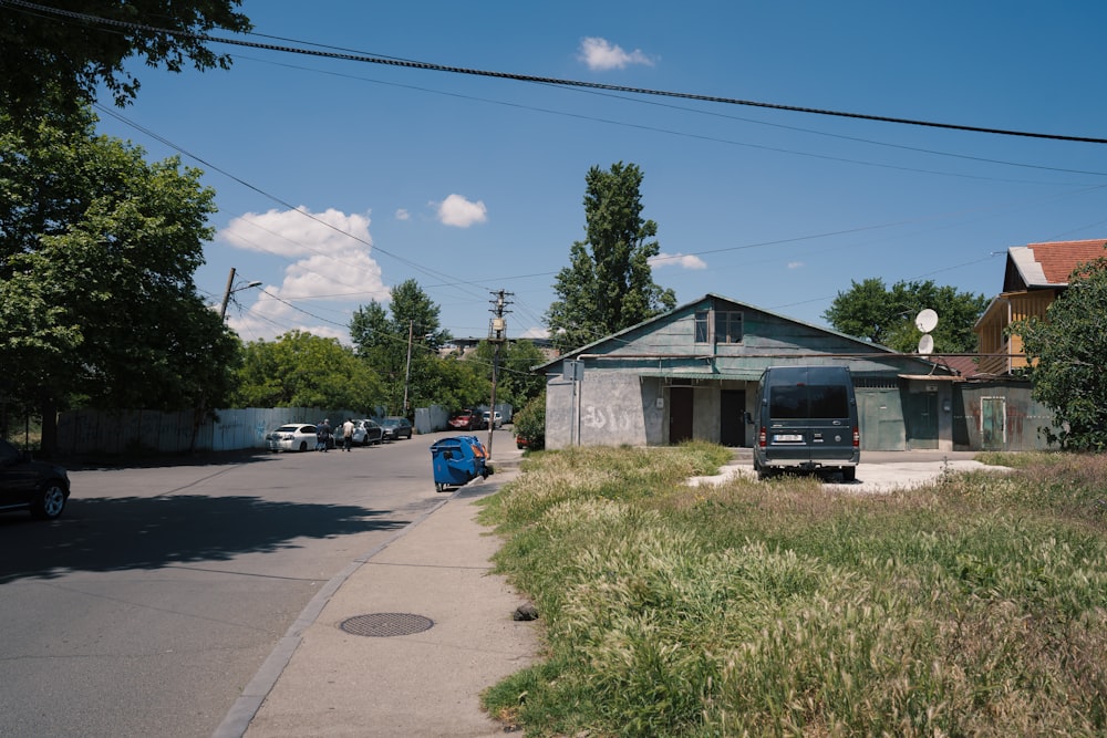 a truck parked in a driveway