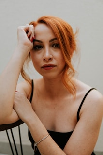 a woman with red hair