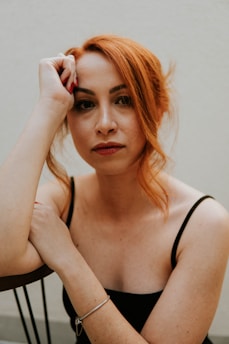 a woman with red hair