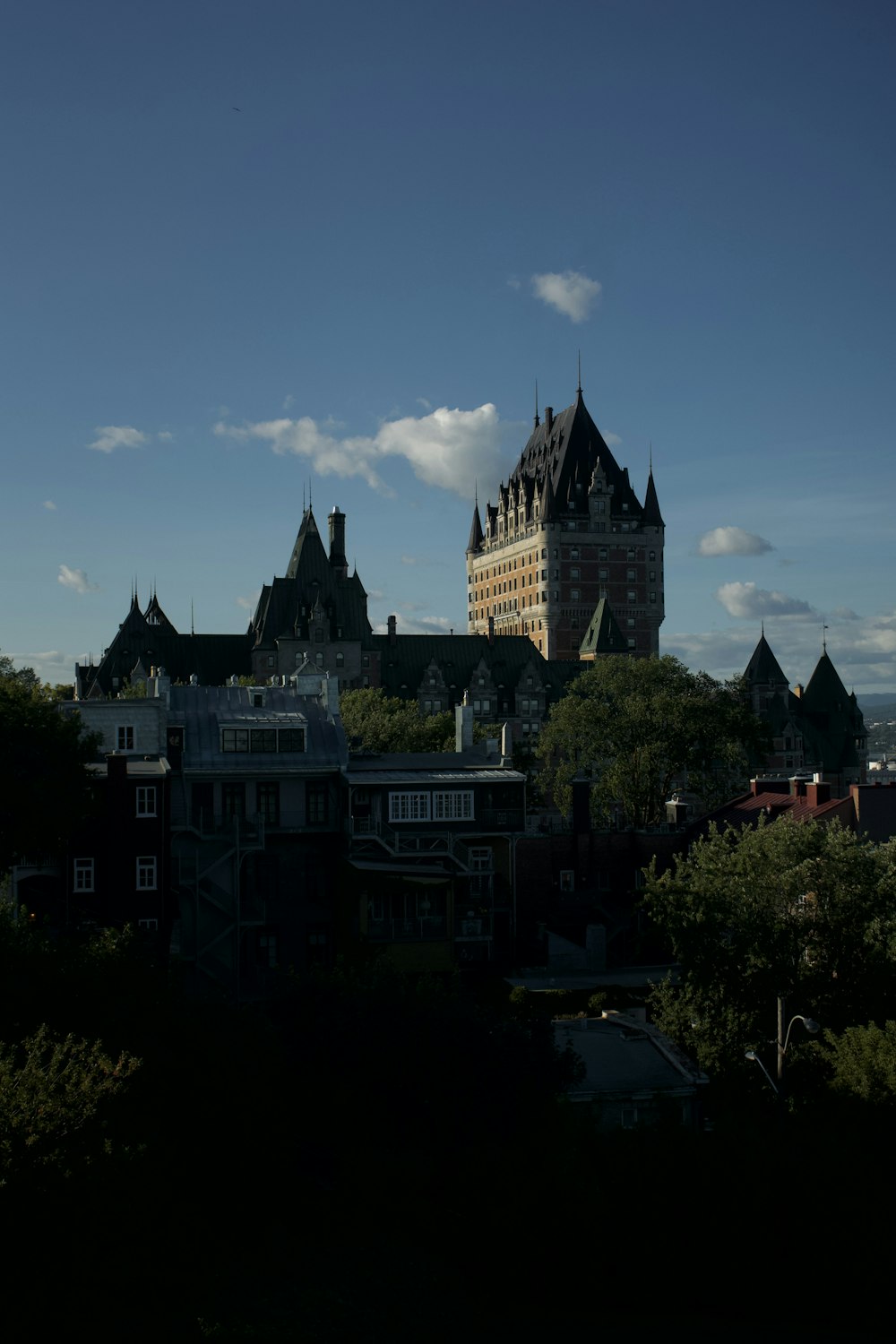 a large building with towers