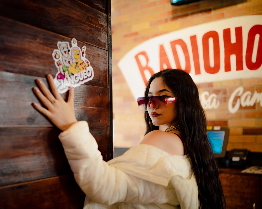 a woman wearing sunglasses