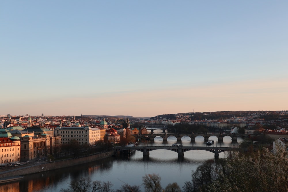 a bridge over a river with buildings on either side of it