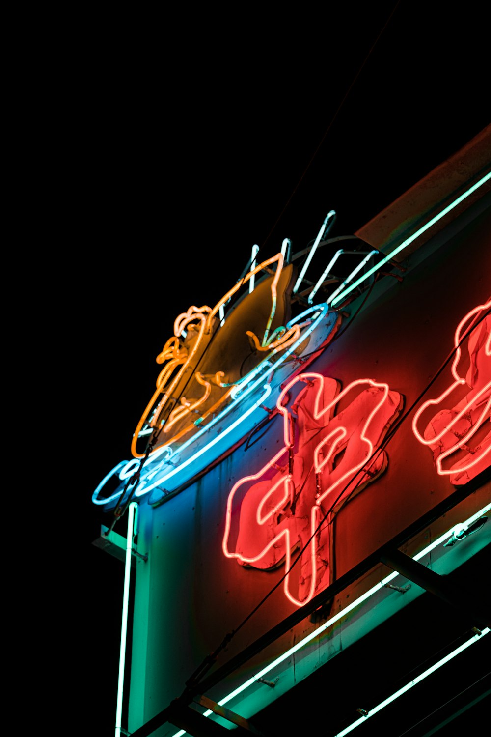 a large red and white sign