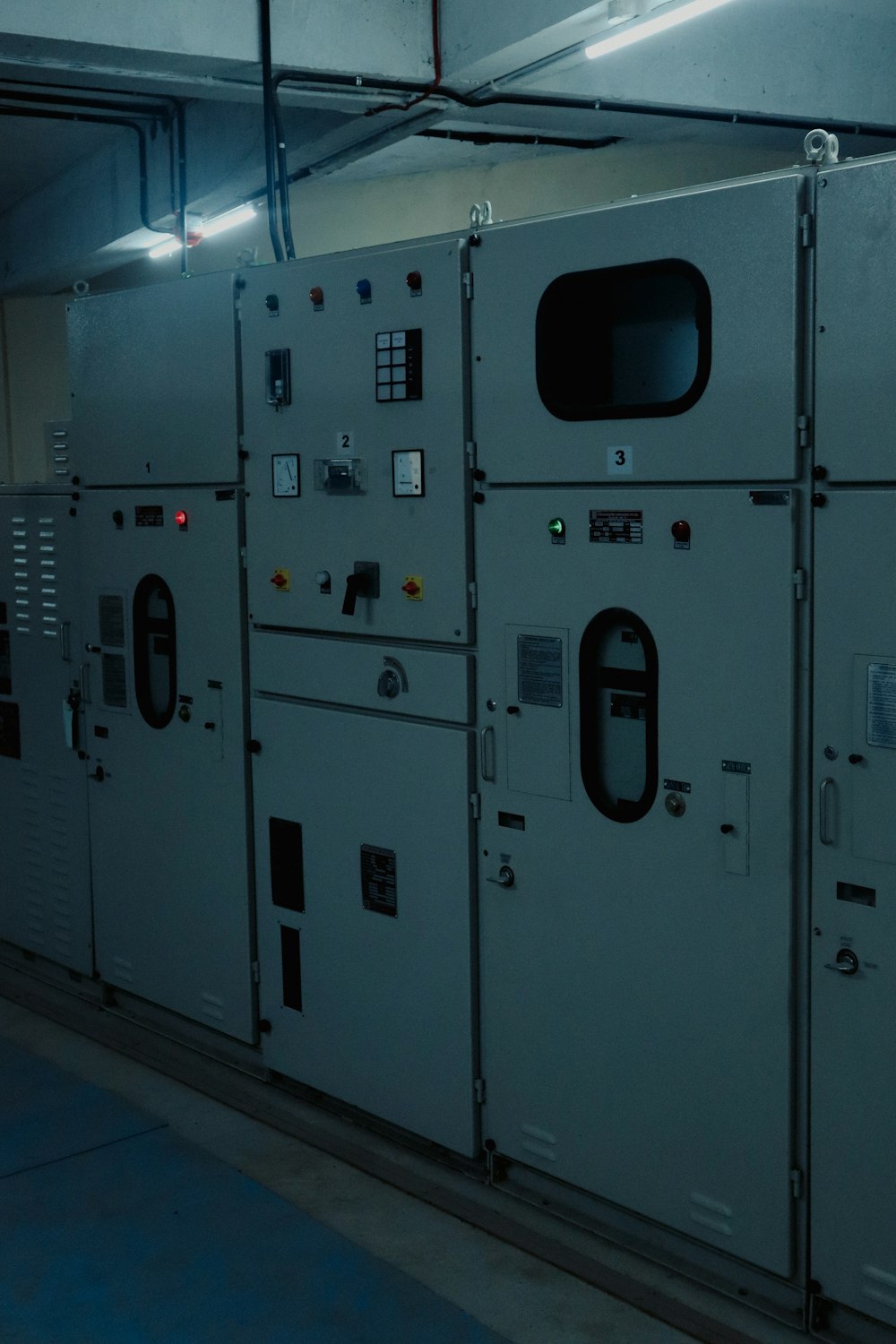 a row of white lockers