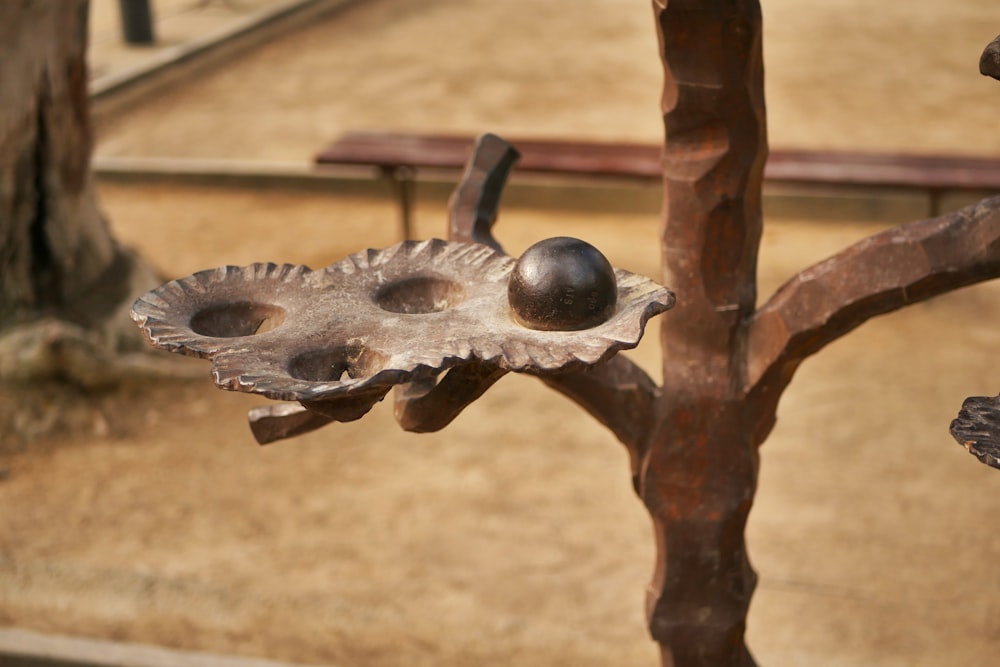 a wooden cross with a skull on it