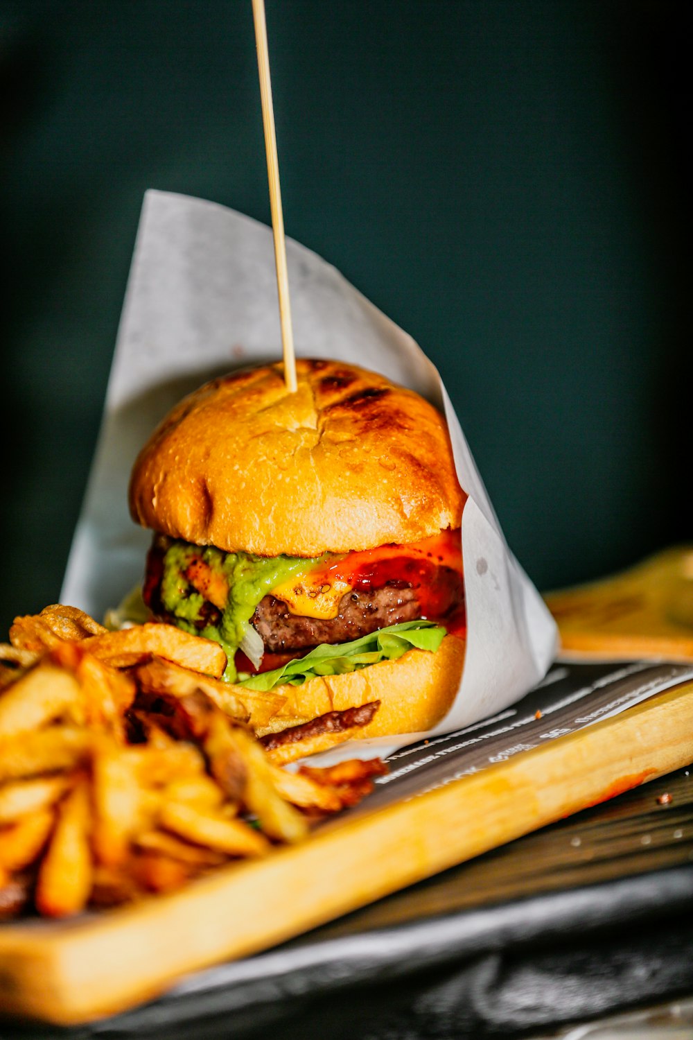 a burger with fries