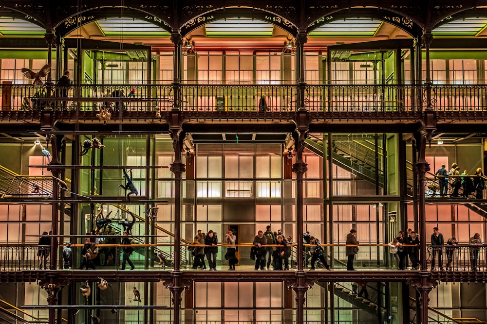 a high angle view of people inside a building