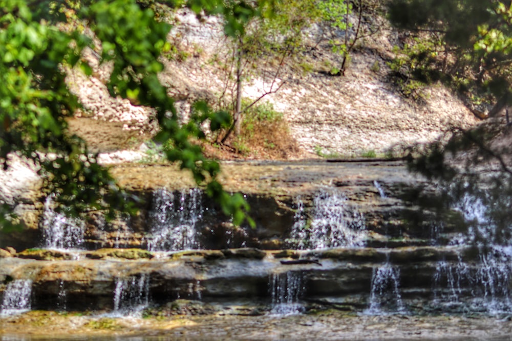 a waterfall in a forest