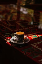 a cup of coffee on a table