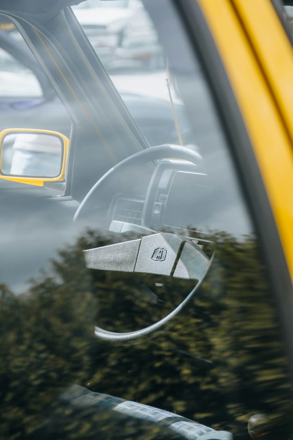 a car with a mirror on the side