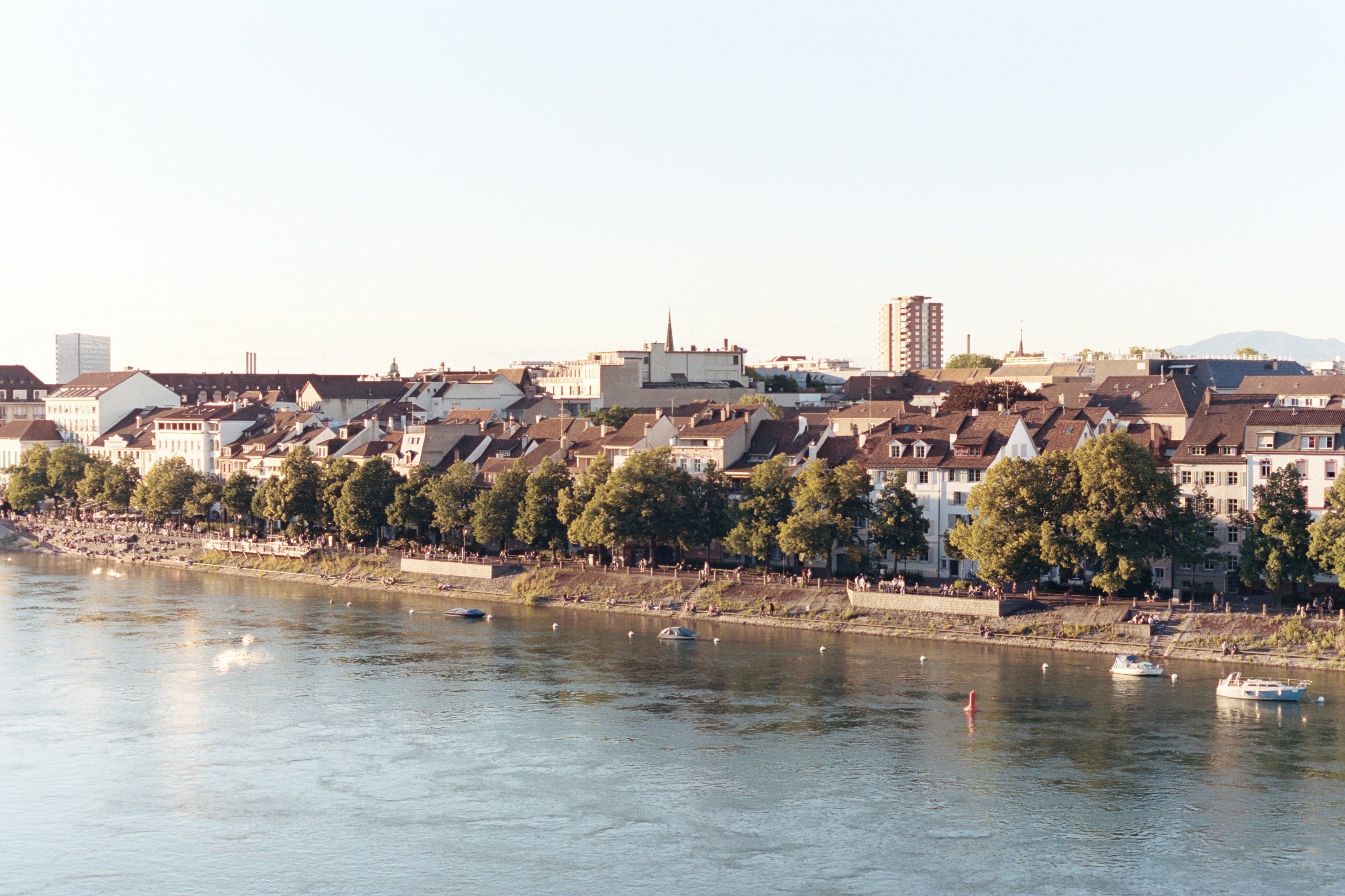 a body of water with buildings along it
