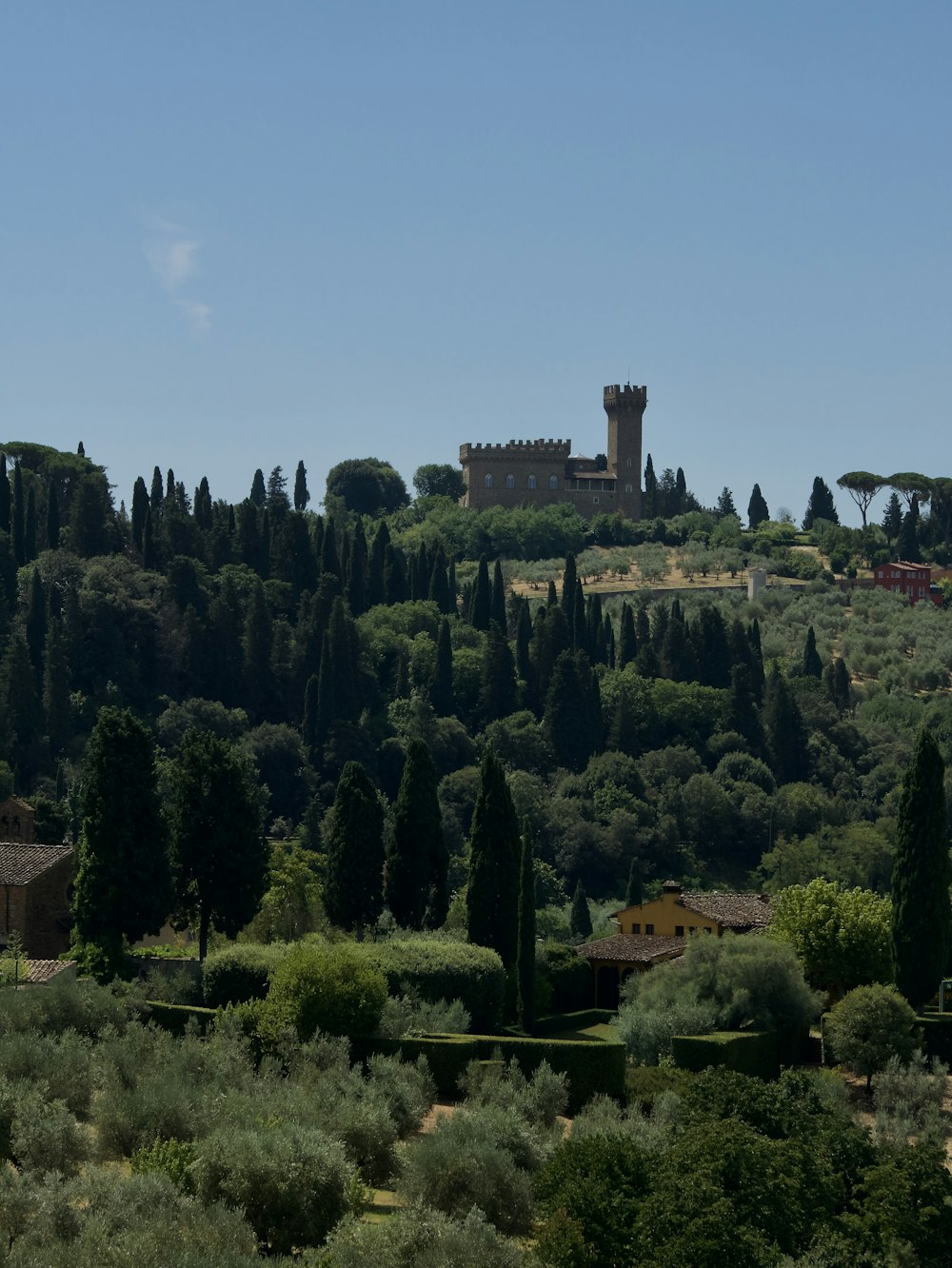 a large building on a hill