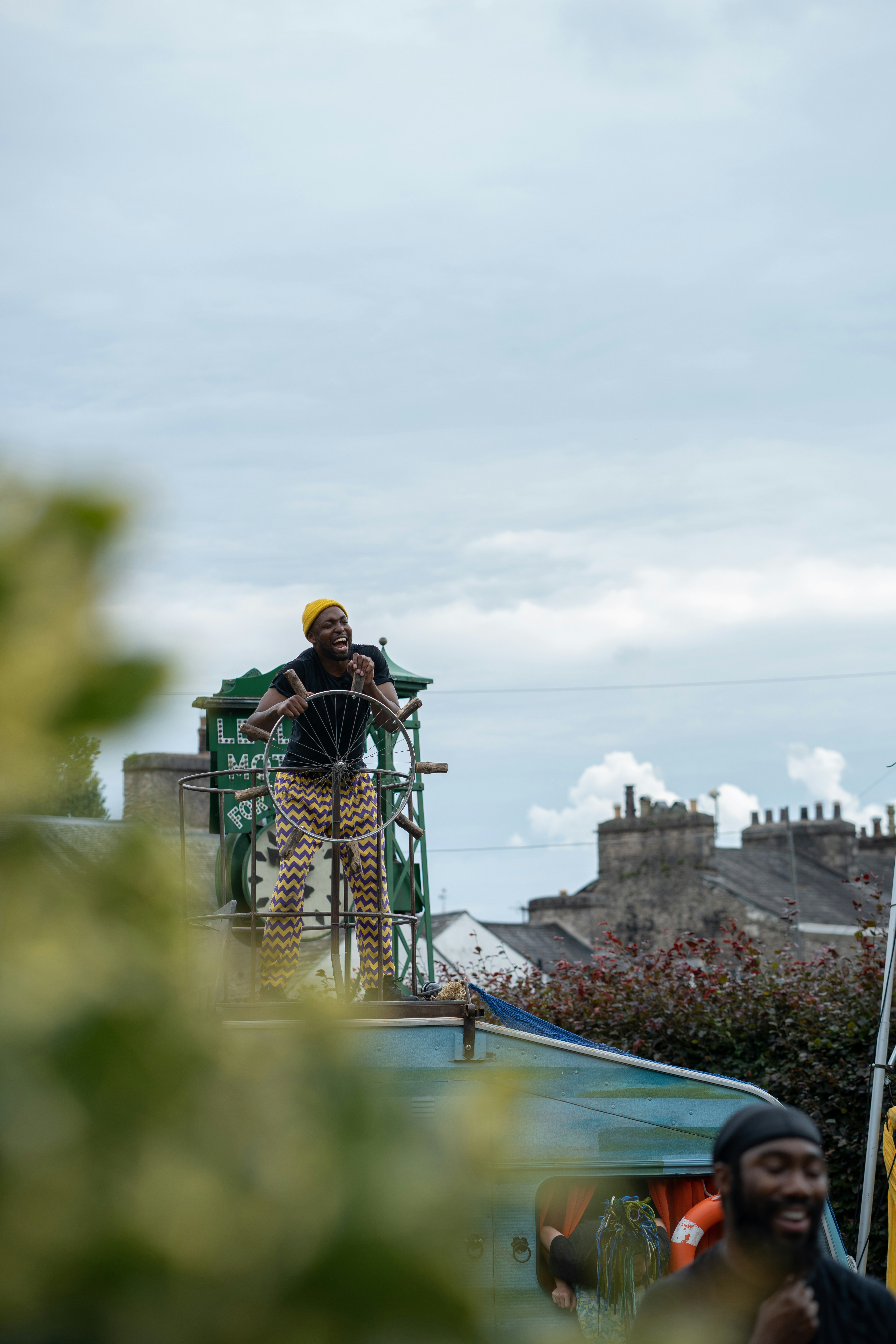 Contractor working on a ladder — authentic job site photography for social media