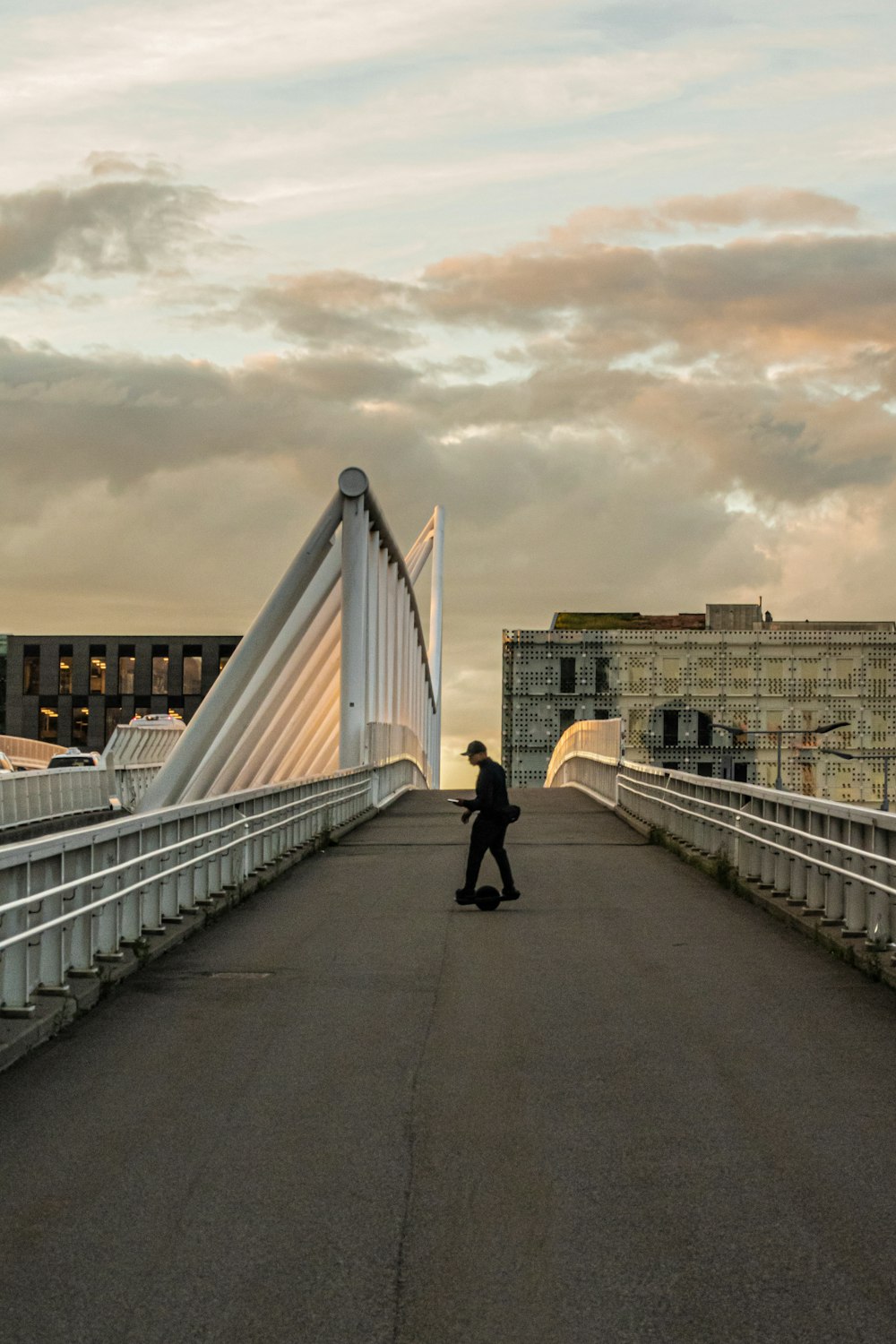 a person walking on a bridge