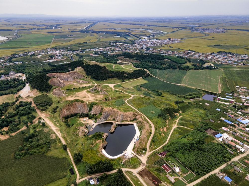 an aerial view of a city