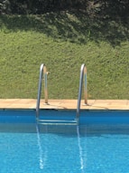 a pool with a slide in it