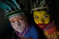 a couple of people wearing clothing