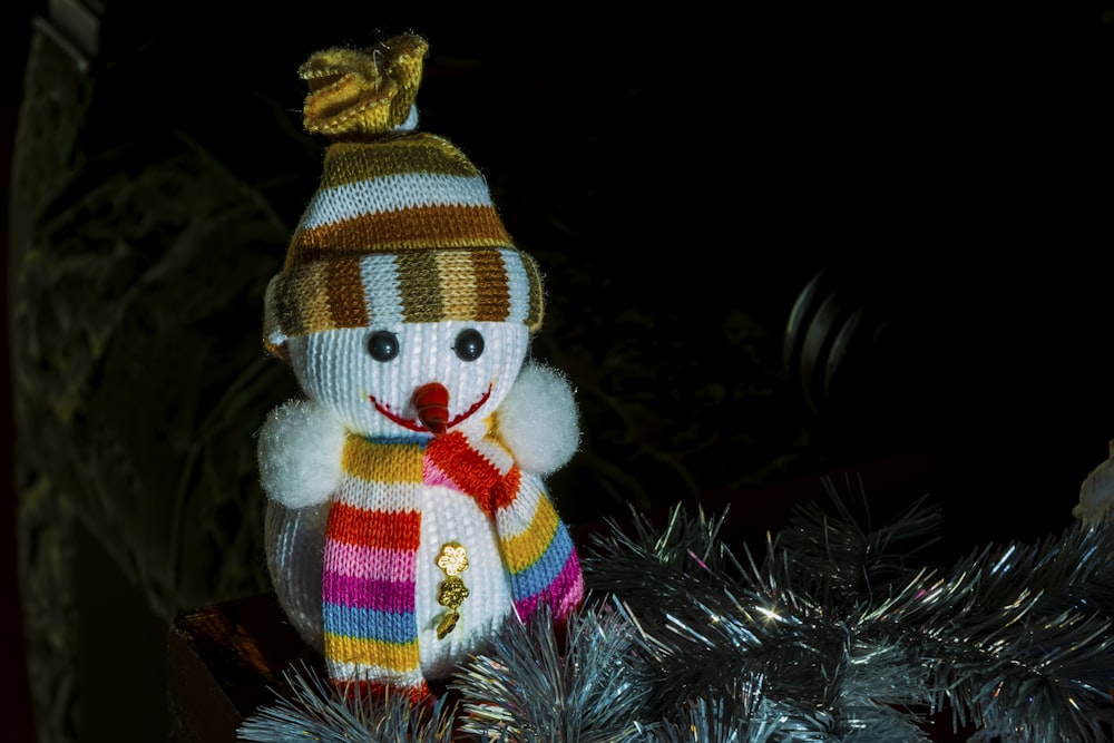 a snowman with a hat and scarf