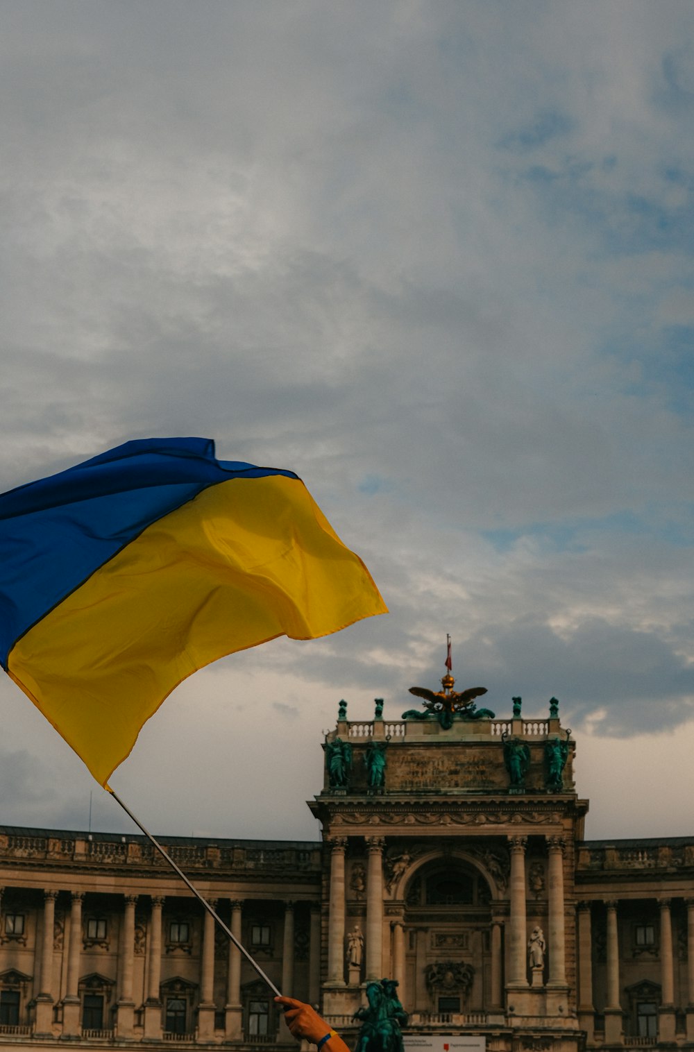 a person holding a flag