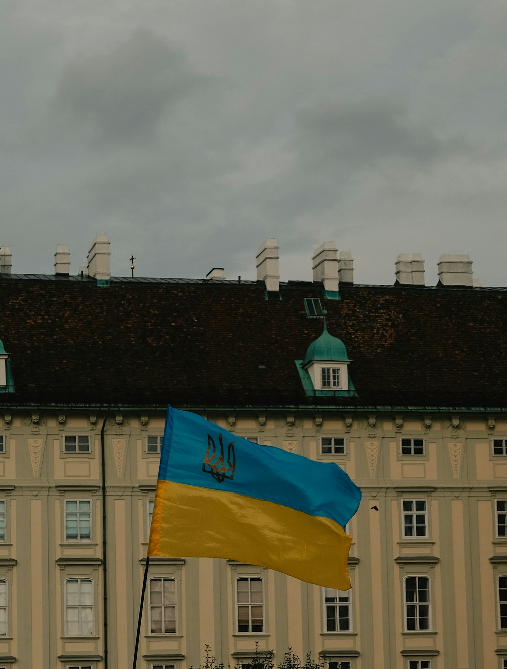 a flag on a building