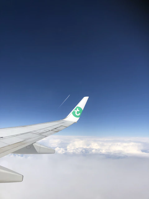the wing of an airplane