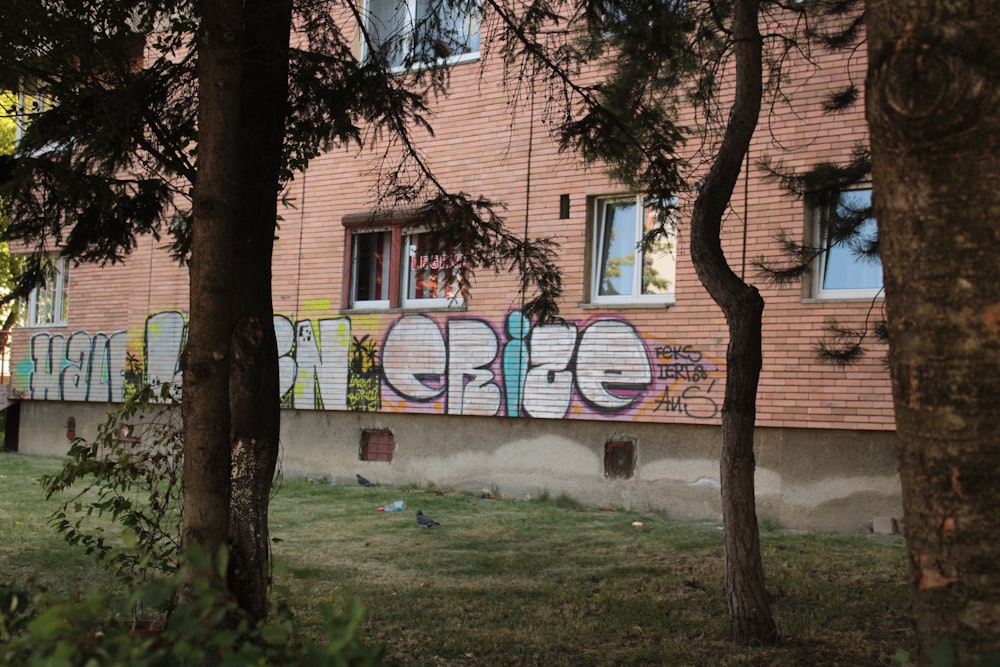 a building with graffiti on it