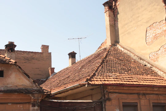 a roof with a chimney