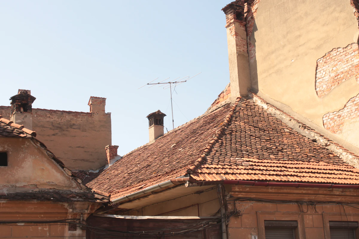 Roofline and chimney where leaks commonly start
