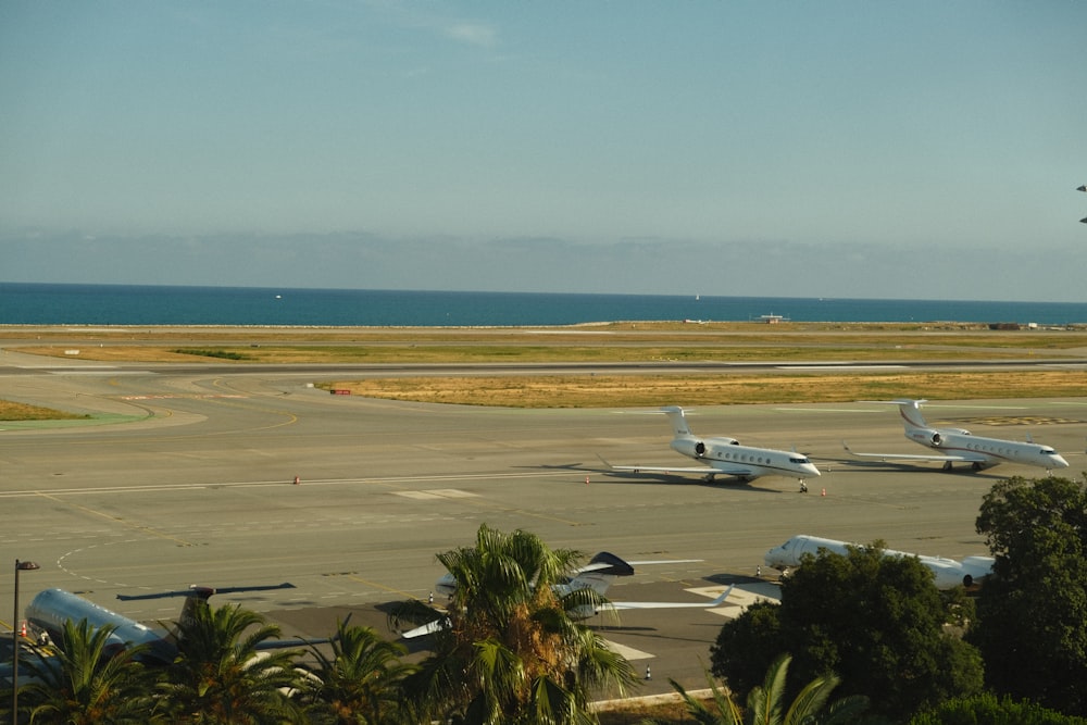 airplanes on the runway