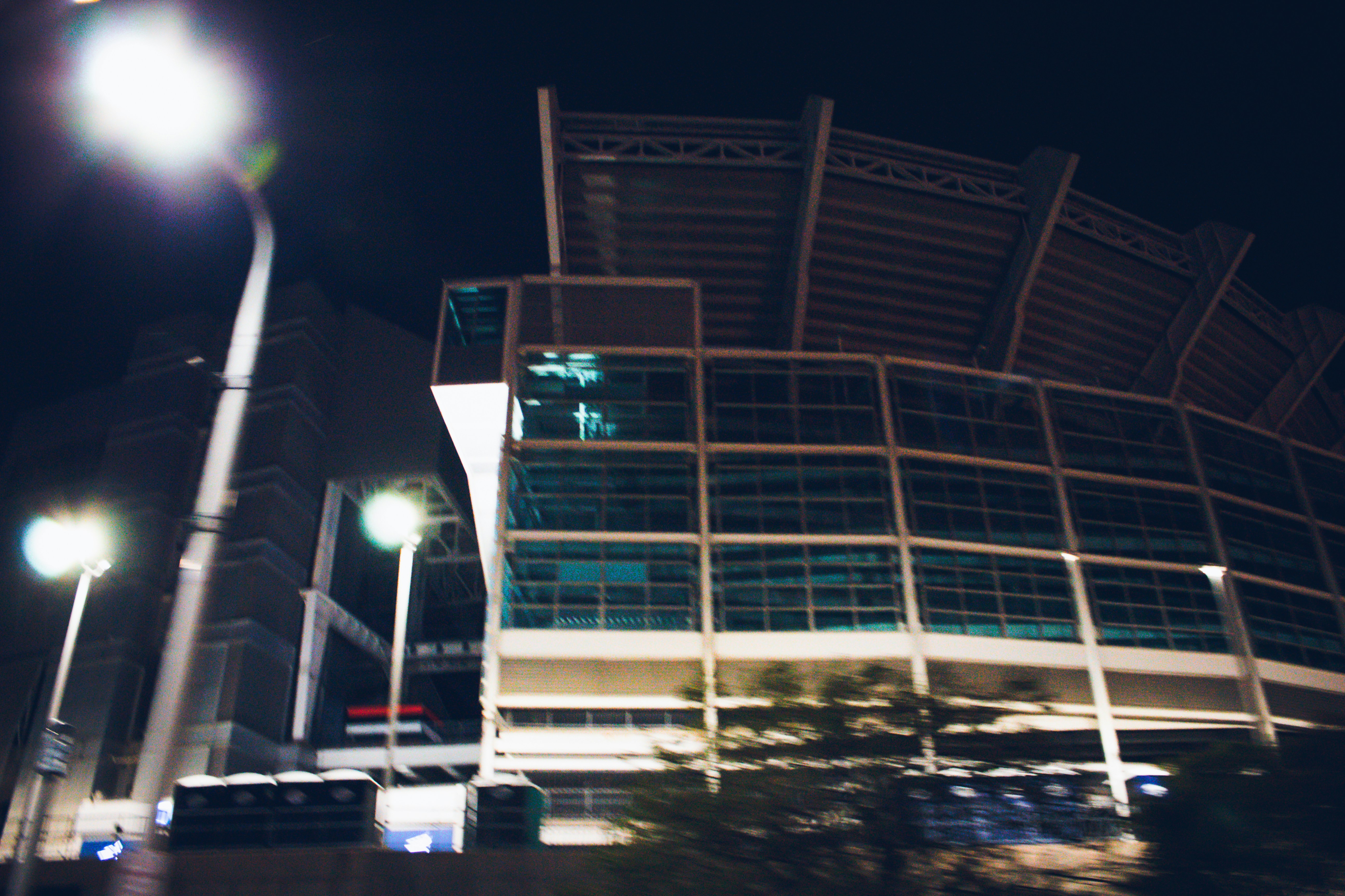 Side of Stadium at Night